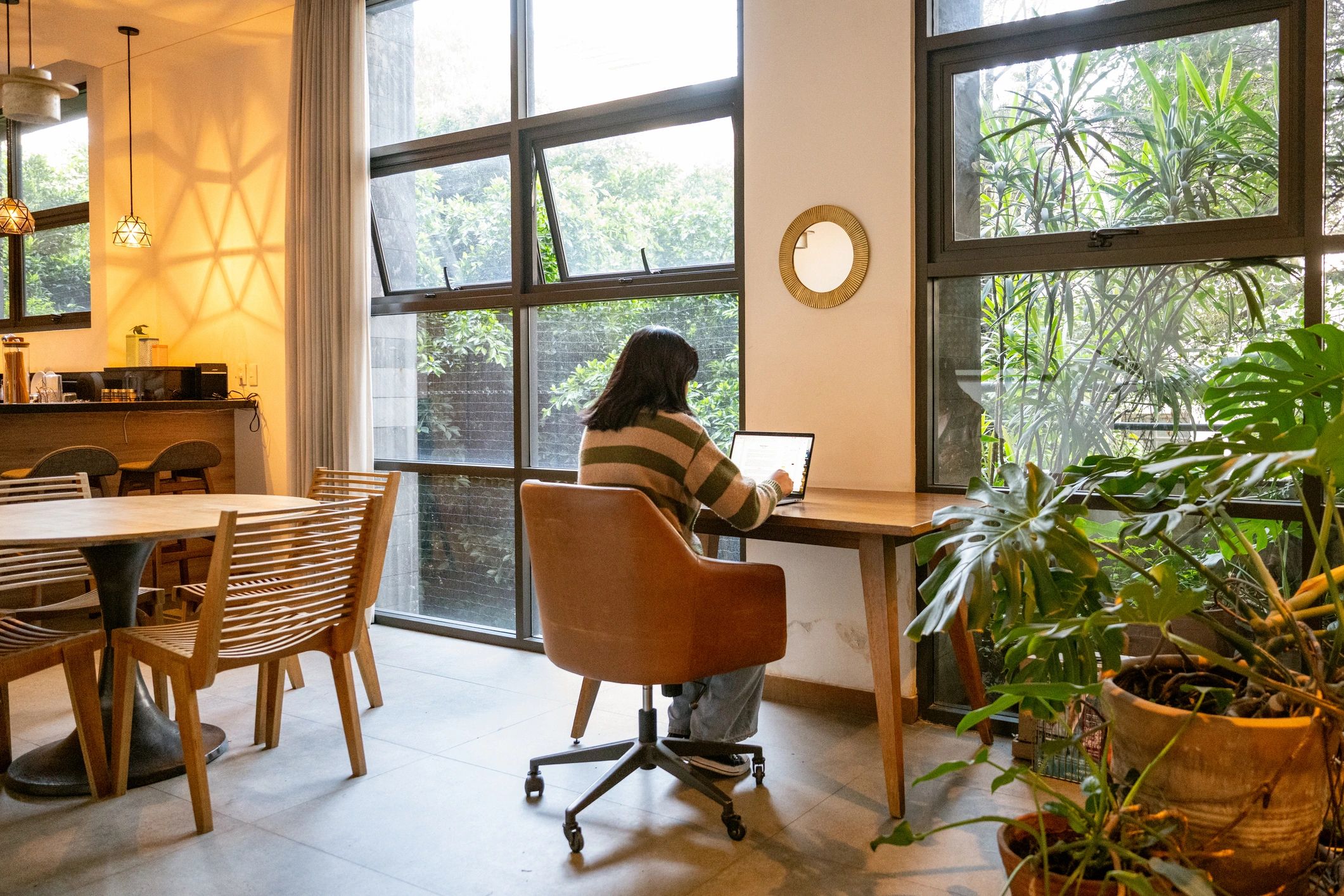 Person working calmly at home with a clear plan